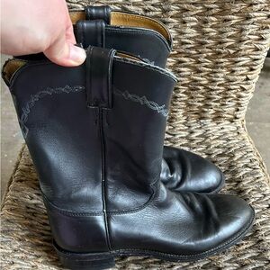 Black Leather Cowboy Boots men’s Justin boots 9.5 extra wide